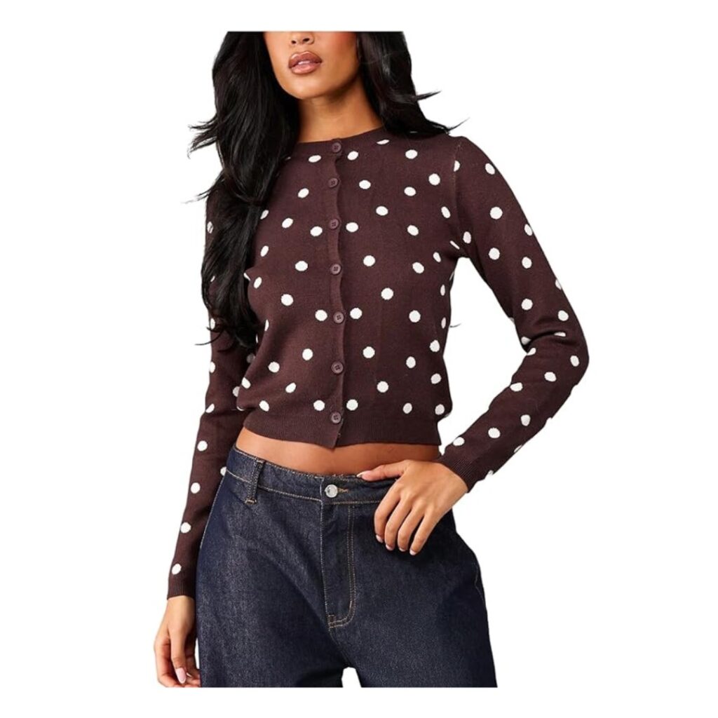 Women's Polka Dots Button Up Cardigan 