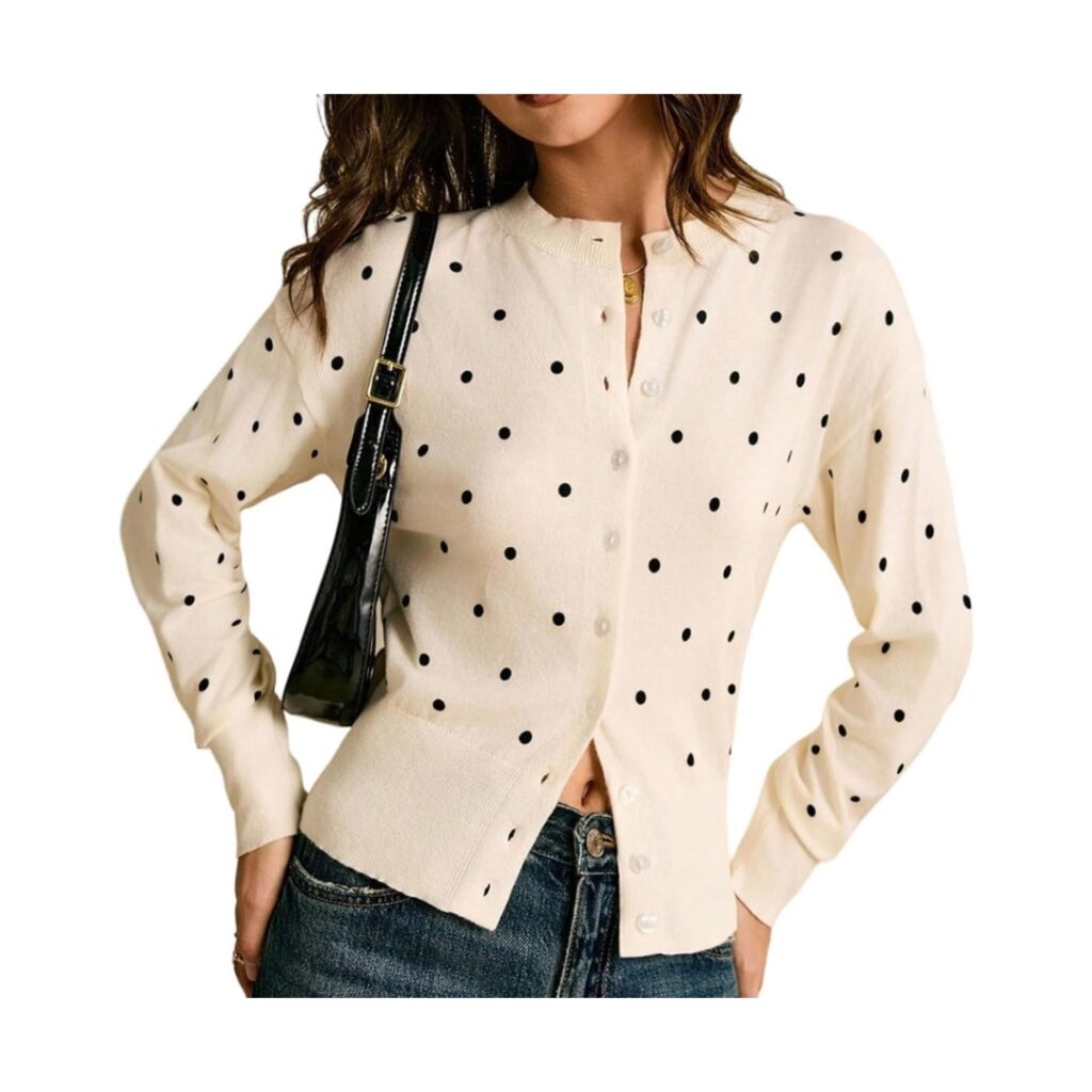 Women's Polka Dots Button Up Cardigan 